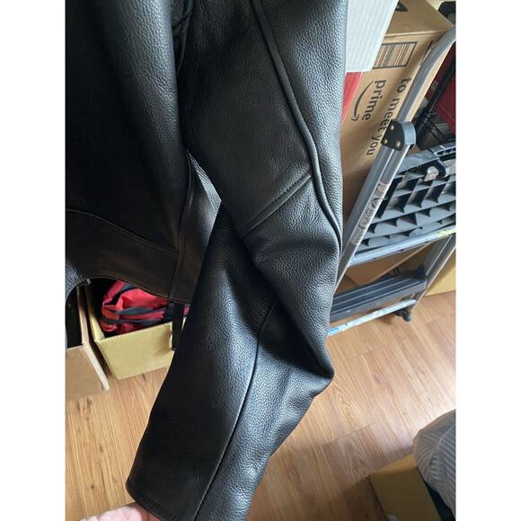 CUSTOM BILT BLACK LEATHER MOTORCYCLE BIKER JACKET - SIZE XL NO FLAWS! - Picture 9 of 11